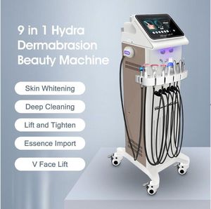 Professional 9 in 1 Microdermabrasion Face Lift Radio Frequency Equipment body Skin Wrinkle lift RF hydrogen water peeling oxygen jet beauty care