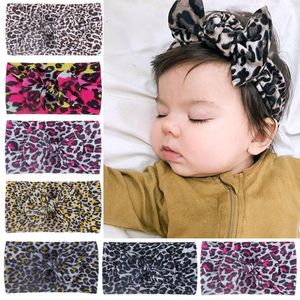 Hårtillbehör pannband båge flickor leopard headwears barn band baby care girl tyg vit vit