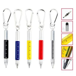 Mini متعدد الوظائف point pens Stylus 6 in 1 metal screpecle touch tool tool tool pen scale scale keykain incles affectory