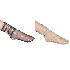 Women Socks 1 Pair Women's Embroidered Floral Lace Hollow Out Dress Sock For Girls Short Stockings