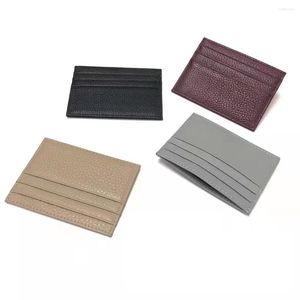 Storage Bags Genuine Cow Leather ID Card Holder Candy Color Bank Gift Box Multi Slot Slim Case