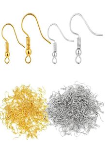 200 st 100PairStainless Steel Earring Hooks Wires French Coil and Ball Style nickel￶rat f￶r smycken Making Colors Silver 9189414