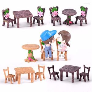 Dekoracyjne figurki Zestaw stolika krzesła miłośnik domu Ozdoba rzemieślnicza wróżka ogród bonsai dekoracje miniaturowe dekoracja ciasta
