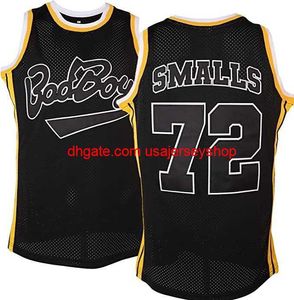 Bad Boy #72 Biggie Movie Black Basketball Jersey zszyte S-5xl