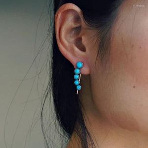 Stud Earrings Bohemian Natural Blue Beads Stone Summer Beach Women Jewelry Single Row Earring Set