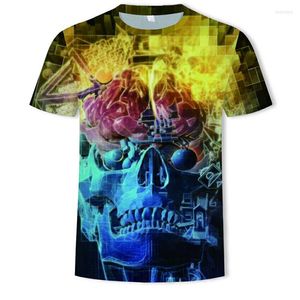 Herren T-Shirts 2022 Sommer Herren T-Shirt 3D Skull Poker Mode Kurzarm Tops Straße Rundhals Unisex Casual Sport