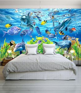 3D Custom Wallpaper Underwater World Marine Fish Mural Children Room TV Backdrop Aquarium Wallpaper Mural4563108