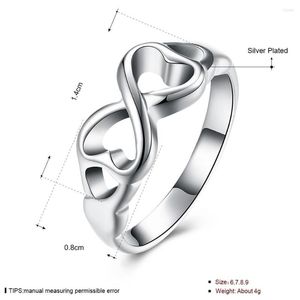 Anéis de casamento 925 Sterling Silver Double Heart Ring for Women Engagement Party Fashion Charm Jewelry