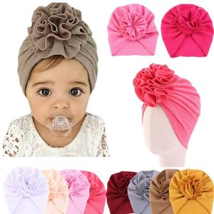 Hats Children's Accessories Four Seasons Baby Turban Caps Cute Solid Color Flower Shape Girl Sweet