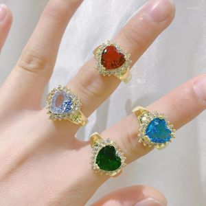 Hochzeit Ringe Ins Stil Liebe Zirkon Heiratsantrag Diamant Ring Für Frauen Paar Vergoldet Offene Persönlichkeit Licht Luxus
