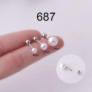 Kolczyki na stadninie 1 punkt o grubości 1,2 mm titanium stal Fake Pearl Ear Studs for Women Safe Sleeping Fashion Biżuteria