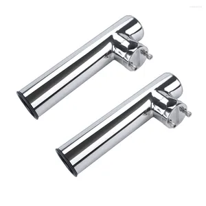 All Terrain Wheels Marine 2 Pieces Stainless Steel Fishing Tackle Rotatable Rod Holder With Clamp For Tube 7/8-1" Liner