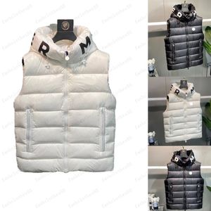 Designer Mens Par Vests Womens Stand Collar Down Vest Winter Jacket Embroidered Chest Badge Varma ytterkläderjackor