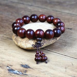 Charm Bracelets 15mm Red Rosewood For Men Women Buddha Mala Yoga Healing Reiki Bracelet Wooden Beaded Strand