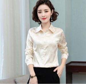 Gömlek Bayanlar Gömlek Bağlı Boyun Zinciri Baskı Baskı Uzun Kollu Seksi Bluz Üstleri Asya Boyutu S2XL