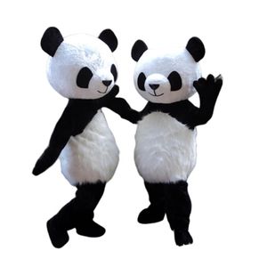 Panda Mascot Costume Short Plush Panda Fursuit Headboned Cartoon Suit Stage Performance Costume For Holiday Celebration
