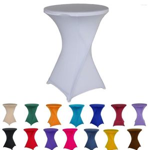 Tischdecke 70–110 cm, dehnbar, rund, für Cocktails, Spandex, Bar, Hochzeit, Party, weißer Bezug, mehrfarbig