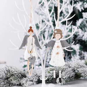 Christmas Decorations Decoration Wooden Angel Doll Holiday Baubles For Fireplaces Windows Car Bar Decor Xmas Tree Pendant Ornament