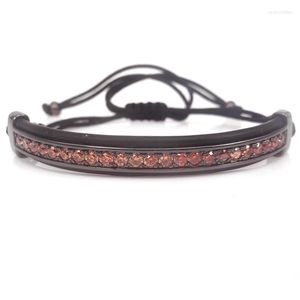 Bracelets de charme PVC Couro de couro preto Men bracelete moda Marca masculina Micro Pave Brown Cz Protegendo Jóias de Macrame Riviere