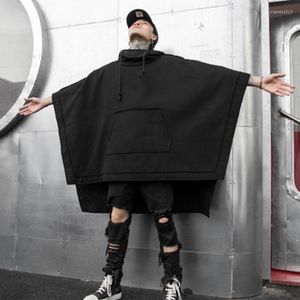 Men's Hoodies Coat Autumn Winter Loose Bat Cape Hoodie For Men Medium Long Casual Trench Black Yamamoto Style
