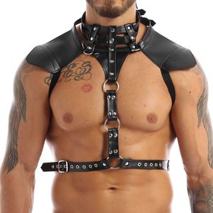 Articoli di bellezza iiniim Cintura pettorale maschile per uomo Cintura con fibbie in pelle con O-ring sexy shop Prodotto gay Costume fantasia Clubwear Bondage