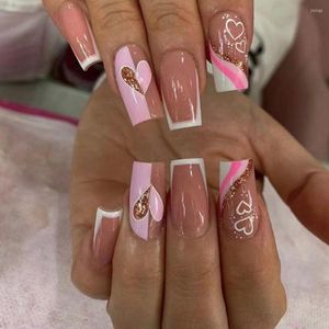 False Nails Fake Press On Nail Advanced Art Wearable French With Rhinestone Glitter Designs Tips DIY Tools