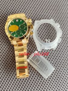 N F Men's ETA Watche 116508 Cosmograph Folding Machine Luxury FashionChronograph Golden Green Dial Watch Automatic 40mm Cal 4130 Movement Yellow Gold 904L Steel