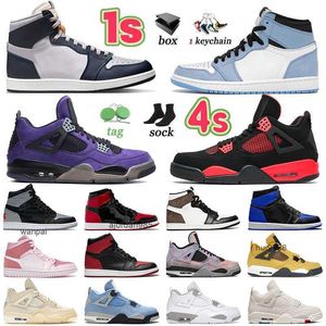 Sell well 1s Rebellionaire Basketball Shoes Designer Women Jumpman 1 Bred Patent 4s Trainers Red Thunder White Oreo Jumpmans 4 Black Cat JORDAM