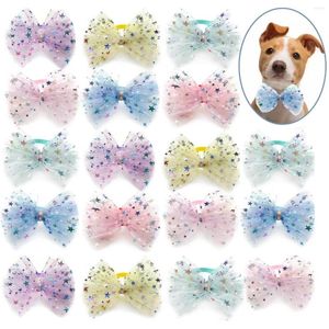 Köpek giyim 30/50pcs parlak yıldız Pet Bow Ties örgü tarzı kravat bowtie ayarlanabilir kravat aksesuarları malzemeleri