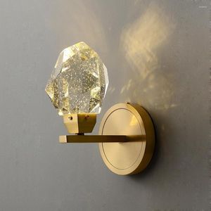 Wall Lamps LED Postmodern Crystal Copper Gold Lamp Light Sconce For Bedroom