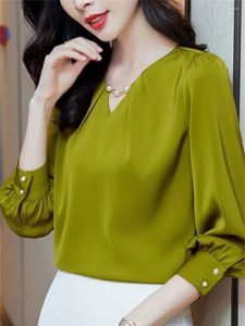 Kvinnor Bluses Women Spring Autumn Style Shirts Lady Casual Long Sleeve V-Neck Solid Color Blusas Tops ZZ1604