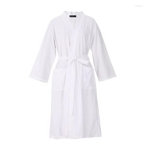 Men's Sleepwear White Couple V-Neck Long Bathrobe Summer Waffle Casual Robe Gown 3XL Loose Spring Autumn Dry Quickly Home Pijamas
