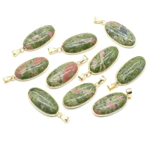 天然石のペンダントウォータードロップシェイプミックスストーンagate Unakite Chakra Healing Stones Jewelry Making Necklaceブレスレットのためのチャーム