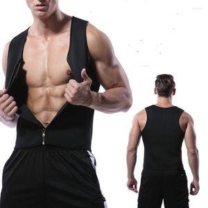 Men's Body Shapers Men Neoprene Waist Trainer Sweat Sauna Suit Vest Shaper Corset For Weight Loss With Zipper Tank Top Workout Shirt 2022