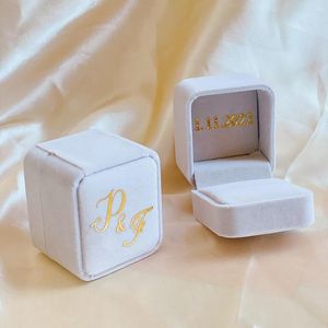 Party Supplies Personalized Wedding Ring Box Engagement Modern Custom Rectangle Proposal Earring Bride Gift Storage