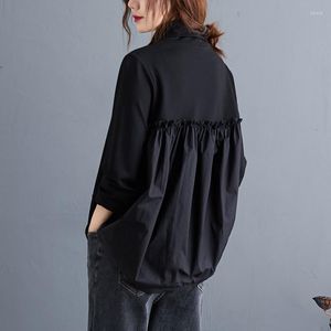 Kvinnors hoodies 2022 Women Sweatshirt Femme Turtleneck Lång ärm Löst t-shirt Pullover Spring Autumn Vintage Female Black Hoodie Tops