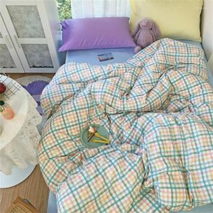 Bedding Sets Comforter Set Bed Sheet Cotton Duvet Cover Single/Double/Queen/King Size Luxury Cute Pink Plaid Bedclothes
