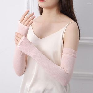 Knee Pads Long Lace Hollow-Out Fingerless Gloves Ice Silk Thin Section Elbow Sleeve Cuff Sun Protection Wrist Guard Scar Lady Cover