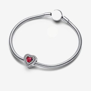 925 kvinnor present berlocker armband hänge DIY fit pandora stil Lysande röda hjärtsträngar pärlor designer smycken Europeiska och amerikanska populära smycken