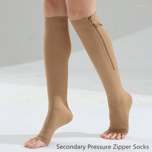 Women Socks Compression Zipper Secondary Pressure Leg Relief Pain Anti-Varicose Vein Elastic Stockings Open Toe Stovepipe