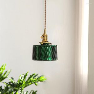 Lampade a sospensione Luci moderne Soffitto per comodino Decorazione sala da pranzo Led Sospensione in vetro trasparente verde AC 90-240 V