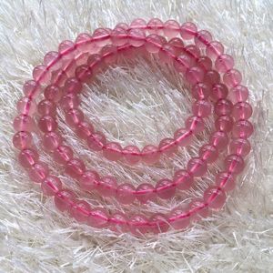 Charm Armband Natural Pink Crystal Multi-Circle Beads Armband 6.3mm 33.9 G lockar motsatt kön och förbättrar interpersonell