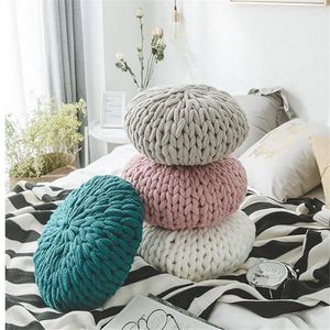 Pillow Ins Knitting Throw Creative Circular Bloster Solid Color Sofa Cute Thick Line Bed Decora