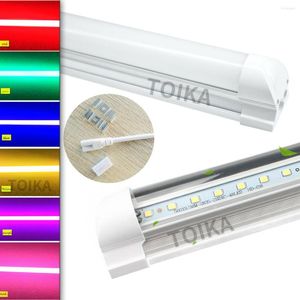 Toika 4 Stück LED-Farbröhre T8 Integrierte Glühbirnen 30 cm 60 cm 90 cm 120 cm Rot Blau Lila Rosa RGB