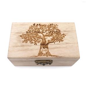 Przyjęcie zapasy niestandardowe drzewo genealogiczne Pierścień Ślubny Pudełko Spersonalizowany uchwyt rustykalny wystrój drewniany zaręczyny