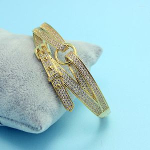 Bangle Zlxgirl Classic Women Pave Zircon Copper Gold Bangles mode Br￶llopsarmband Jubileumsmycken