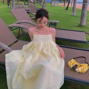 Casual Dresses Spaghetti Strap Dress Women French Vintage Runway Maxi Vestido Beach Vacation A-Line Long Summer Clothes Female Robe