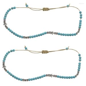 Anklets 2X Bohemian Star Beads Stone For Women Vintage Woven Rope Pendant Bracelet On Leg Anklet Beach Ankle Jewelry