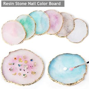 Resina Nail Art Pittura Gel Palette Accessori per manicure fai da te Strumenti Golden Edge Polish Agate Mix Stir Crystal Gem Plate