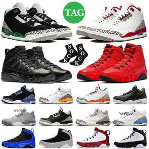 2023 3 3S MENS BASKABALL SHOES 9 9S CHILE Cardinal Red Cement Bred Pine Green Georgetown UNC JTH Particle Grey Men Womens Trainers Sport Jordon Jordab